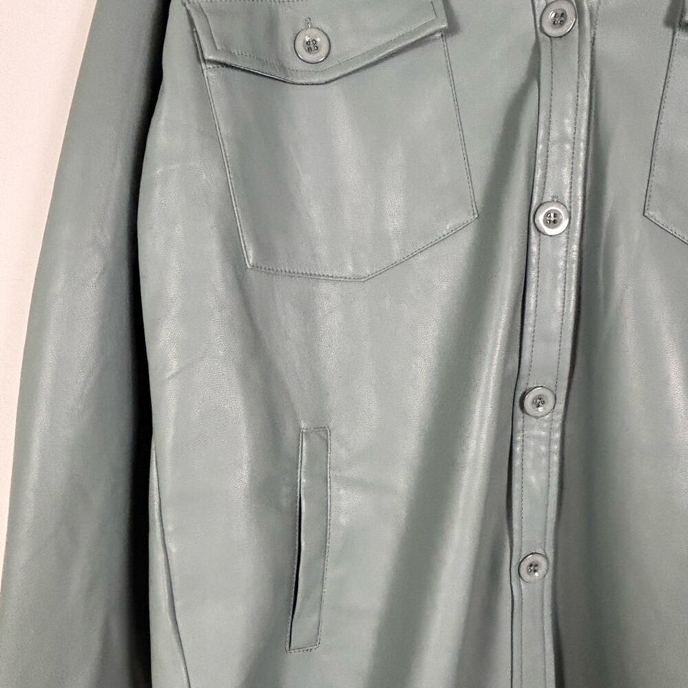 Allie Rose Shacket Jacket Vegan Leather Sage Green Large NWT - Picture 5 of 11